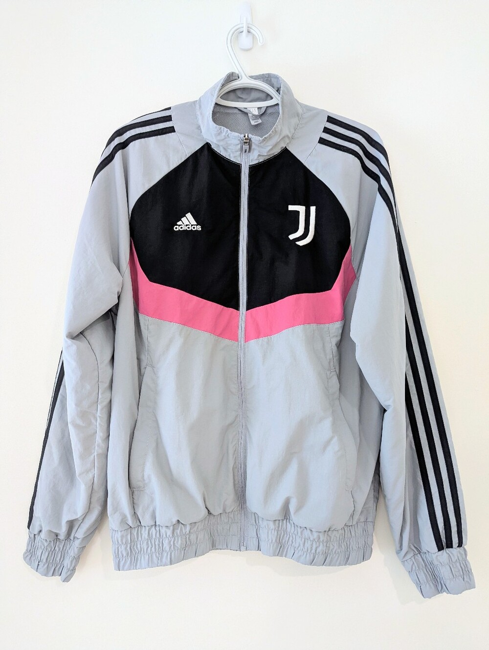 adidas Grey Black and Pink Juventus Track Jacket Men's Small/ Women's Medium